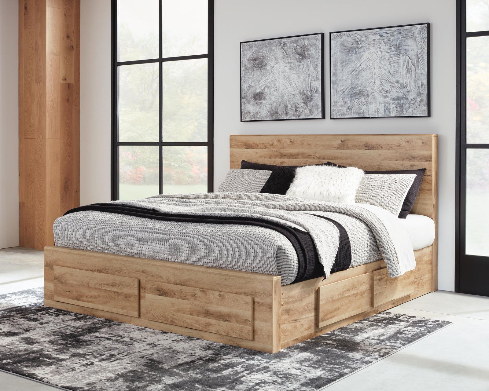 Hyanna Panel Storage Bed with 1 Under Bed Storage Drawer - Tan Brown (B1050-SI) - Image 5