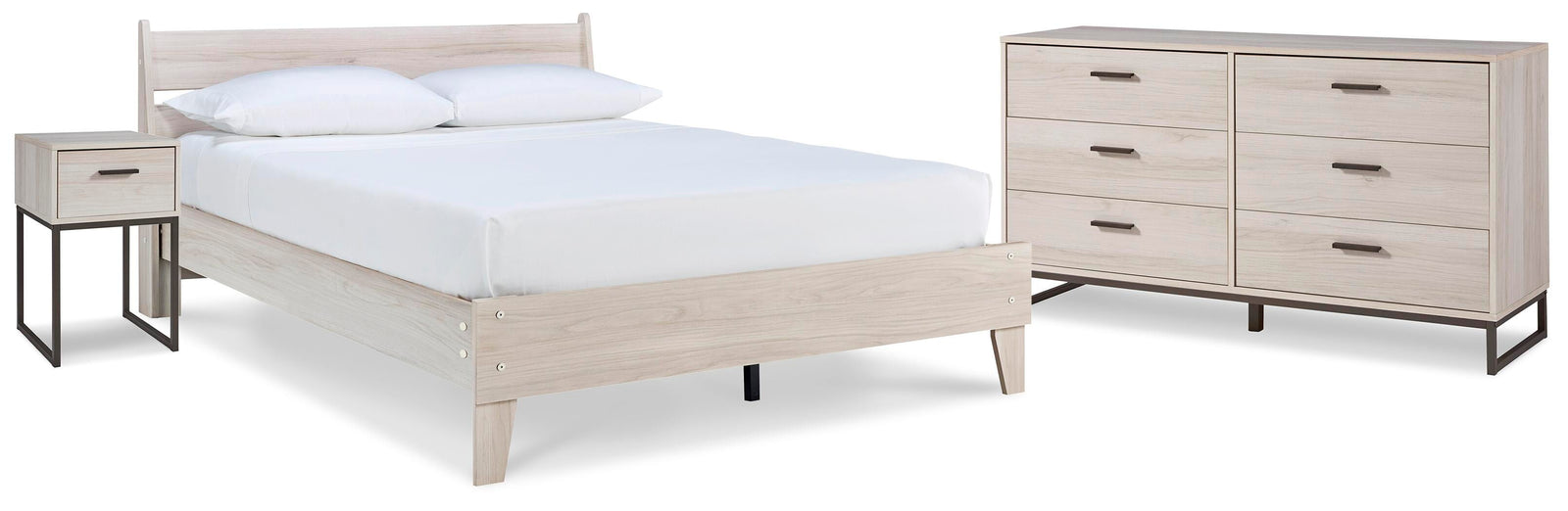 Socalle Panel Platform Bed with Dresser and Nightstand - Light Natural (EB1864-SI)