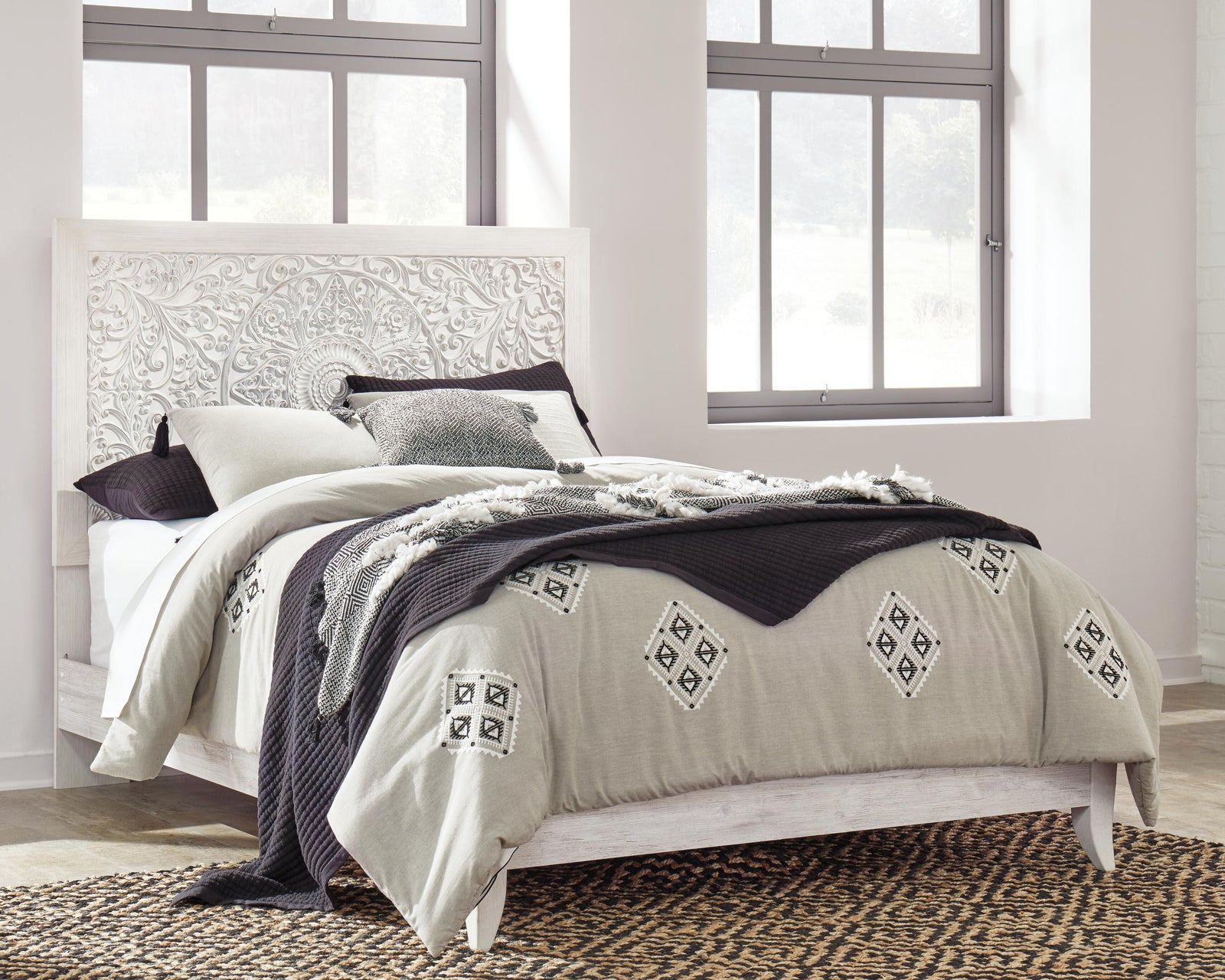 Paxberry Panel Headboard - Whitewash (B181-SI) - Image 2