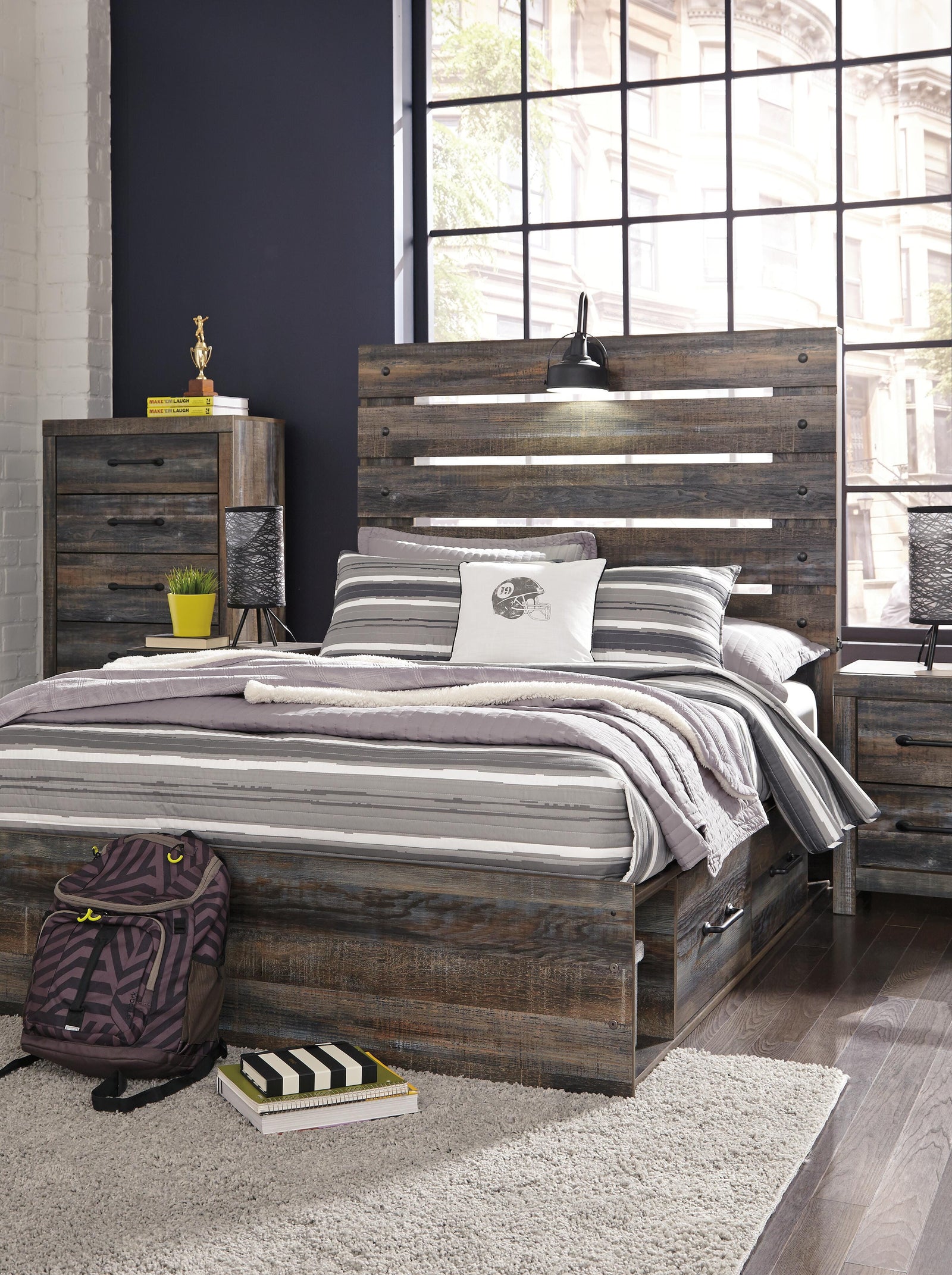 Drystan Panel Bed with 2 Storage Drawers (Youth) - Multi (B211-SI) - Image 4