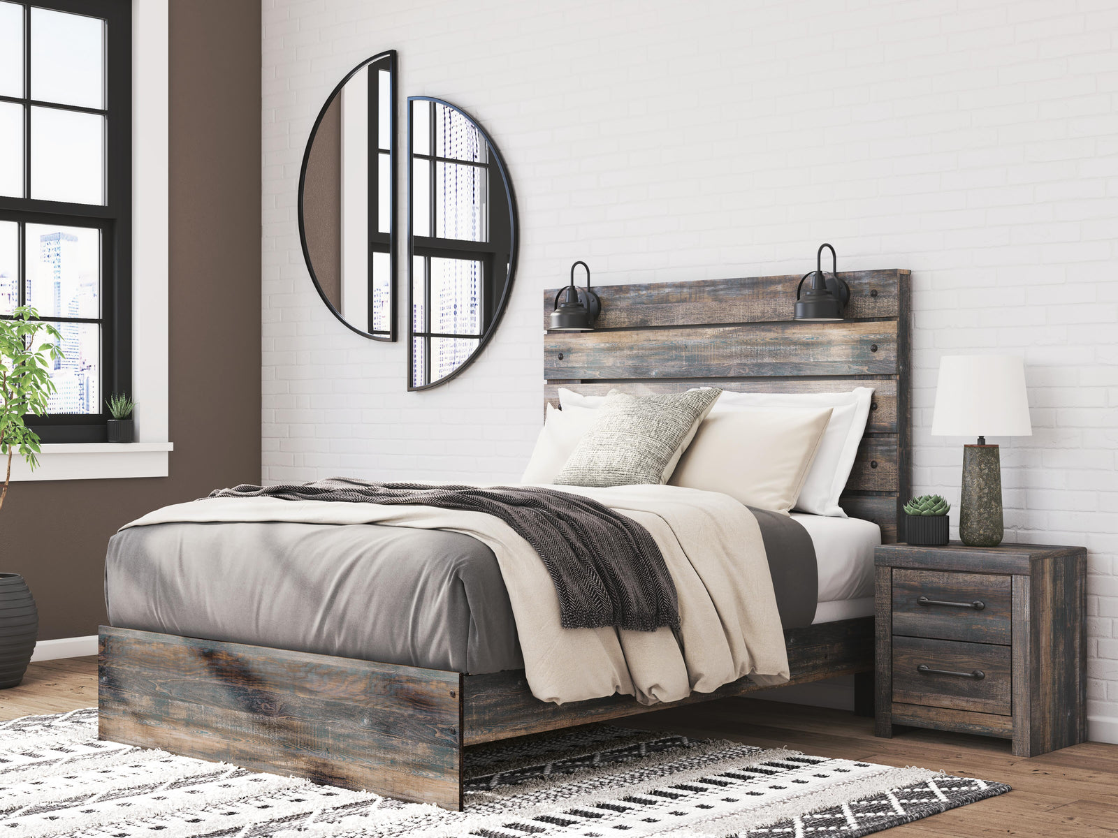 Drystan Panel Bed, 2 Dressers, Mirror and 2 Nightstands (B211-SI) - Image 14