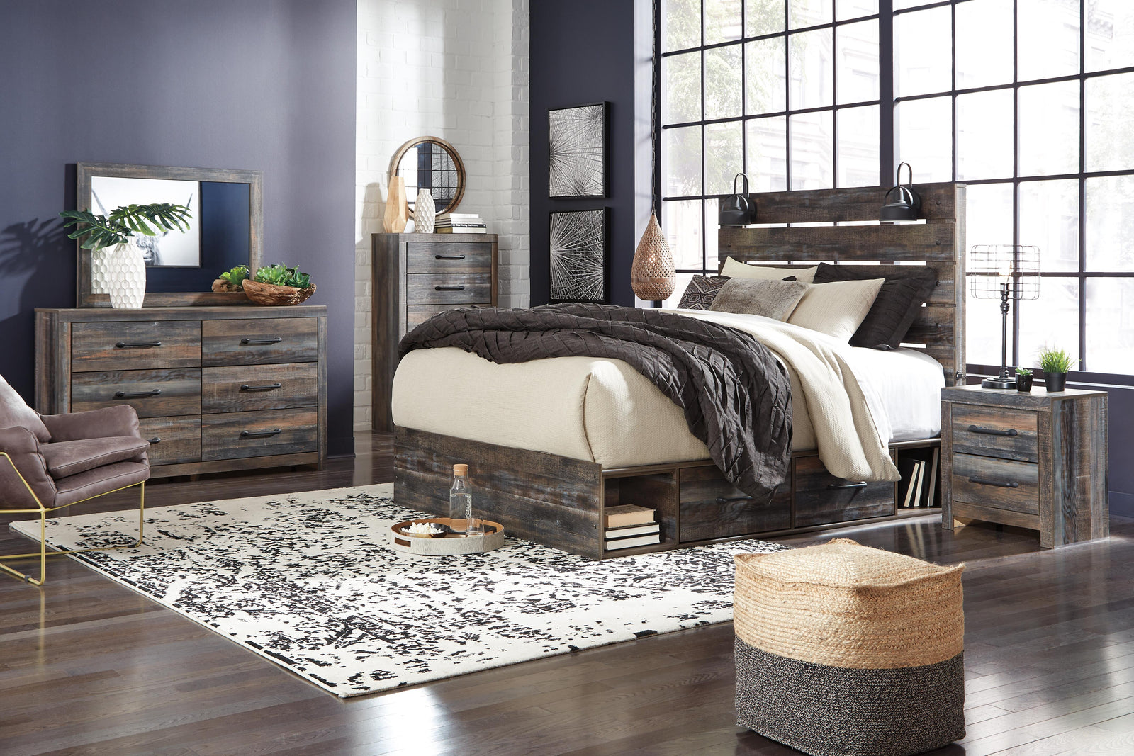 Drystan Panel Bed with Mirrored Dresser and Nightstand - Multi (B211-SI) - Image 6