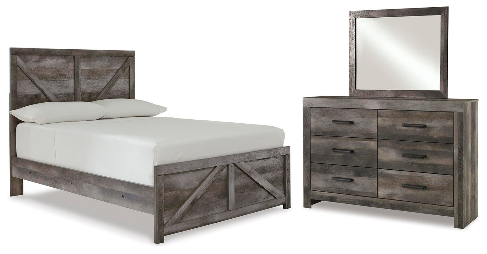 Wynnlow Crossbuck Panel Bed, Dresser and Mirror (B440-SI)