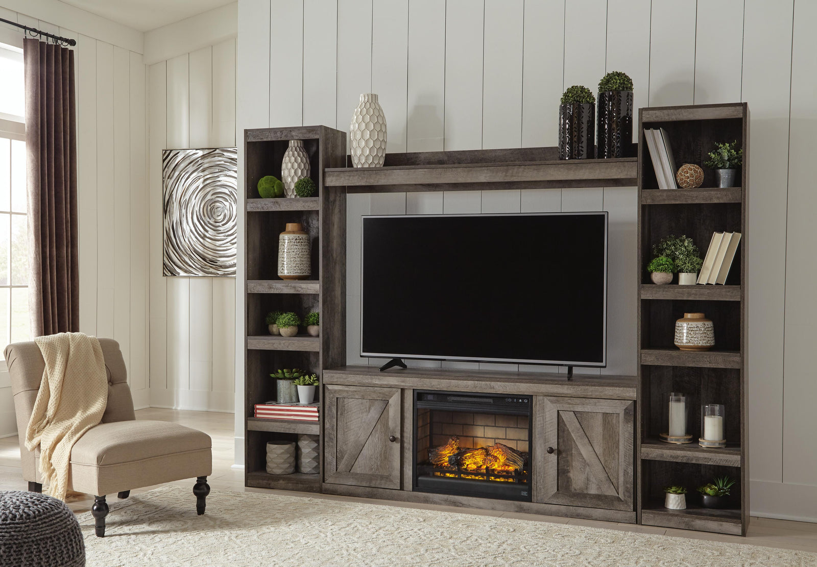 Wynnlow 4-Piece Entertainment Center with Electric Fireplace (EW0440-SI) - Image 2