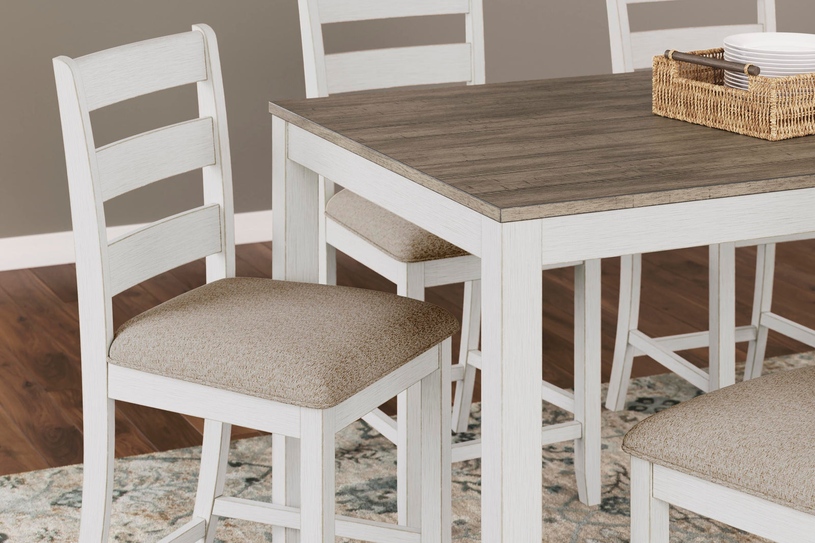 Skempton Counter Height Dining Table and Bar Stools (Set of 7) (D394-SI) - Image 7