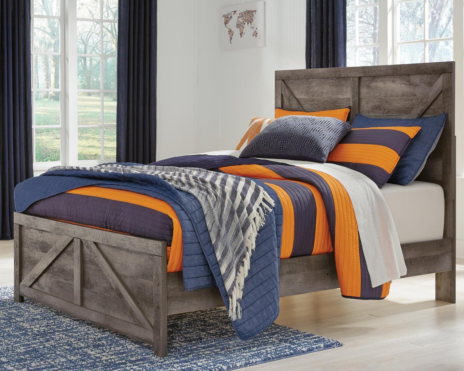 Wynnlow Crossbuck Panel Bed and 2 Chests - Gray (B440-SI) - Image 10