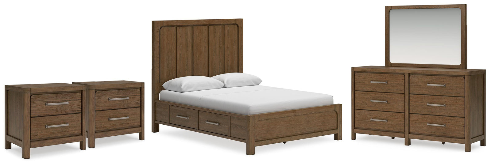 Cabalynn Panel Storage Bed, Dresser, Mirror and 2 Nightstands (B974-SI)