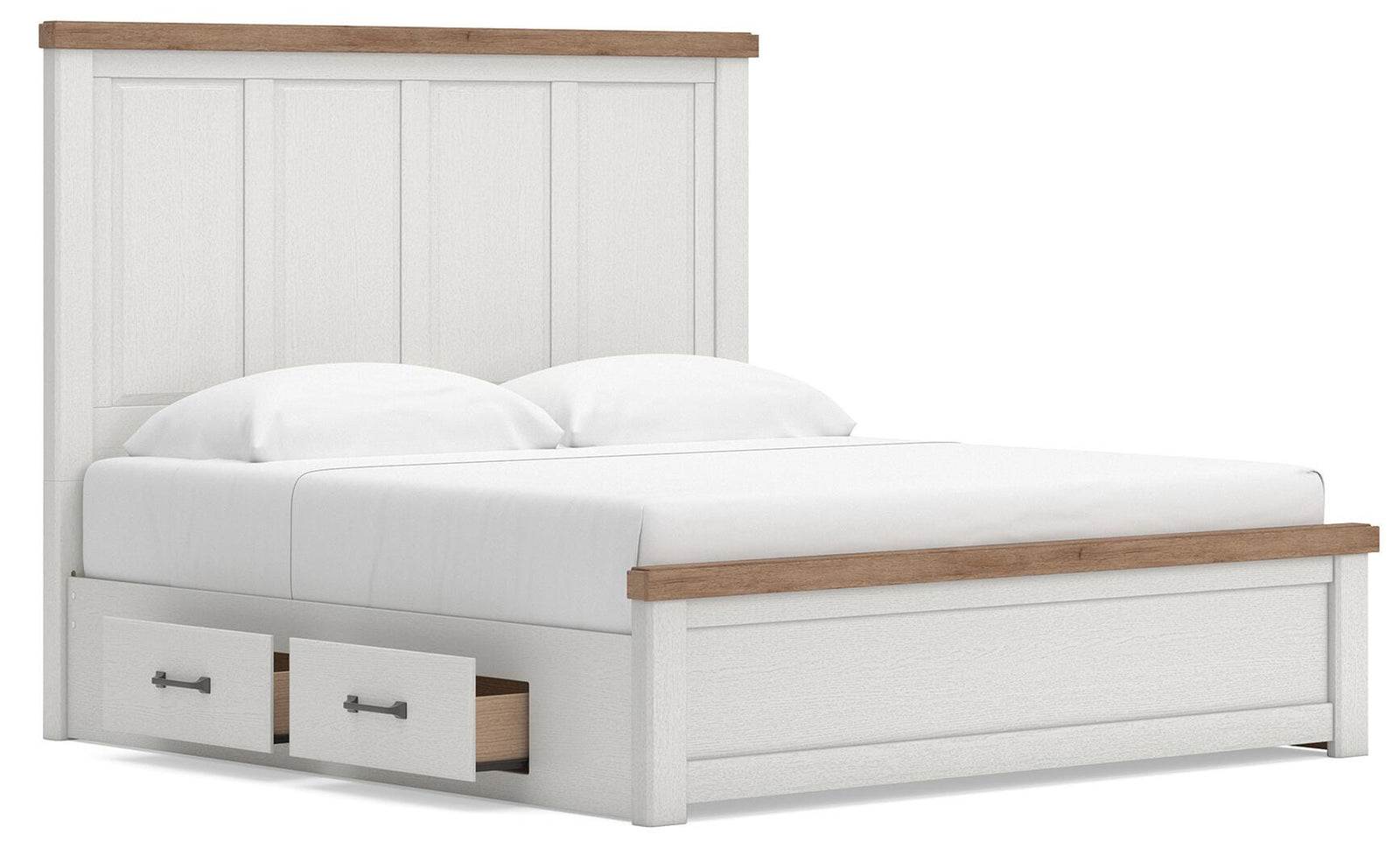 Savonport Panel Bed with Storage - White/Brown (B4615-SI) - Image 3