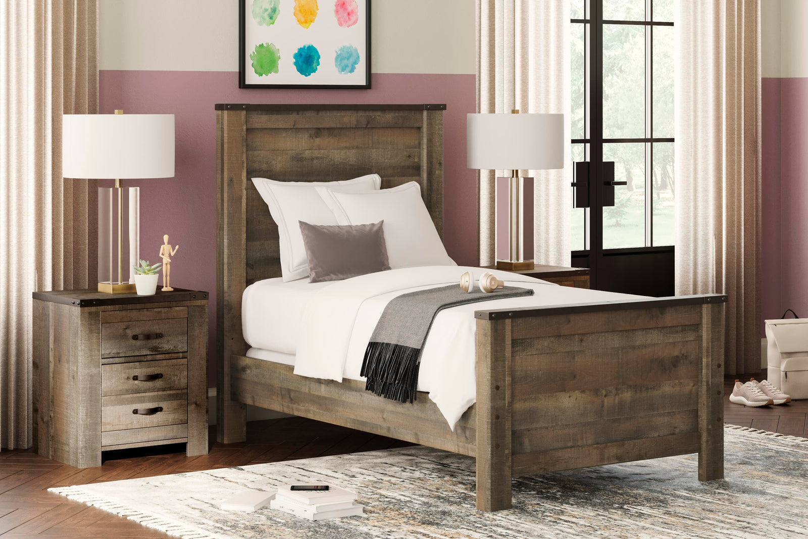 Trinell Panel Bed (Youth) - Brown (B446-SI) - Image 2