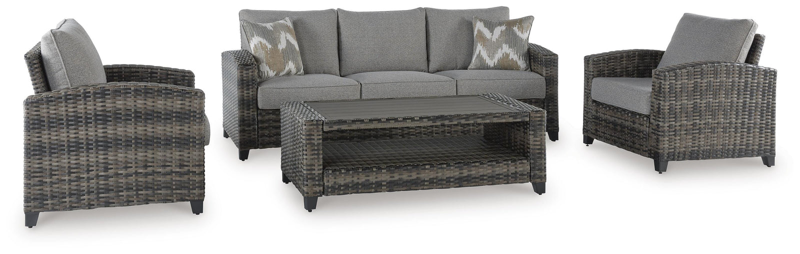 Oasis Court Outdoor Sofa/Chairs/Table Set (Set of 4) (P335-SI)