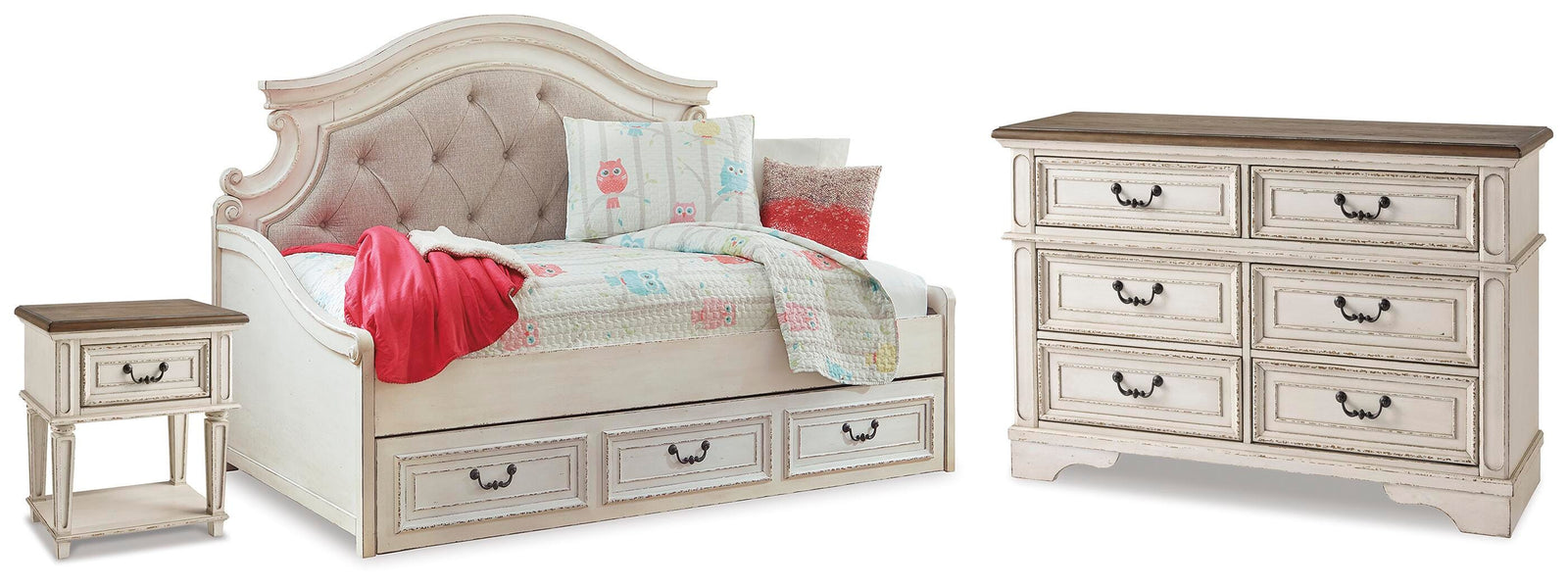 Realyn Storage Daybed, Dresser and Nightstand (B743-SI)