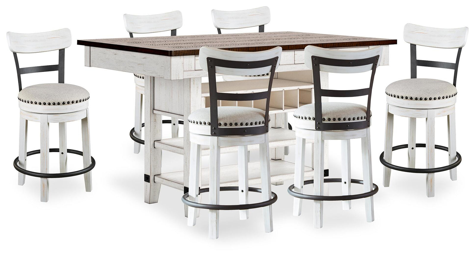 Valebeck Counter Height Dining Table and 6 Chairs (D546-SI)