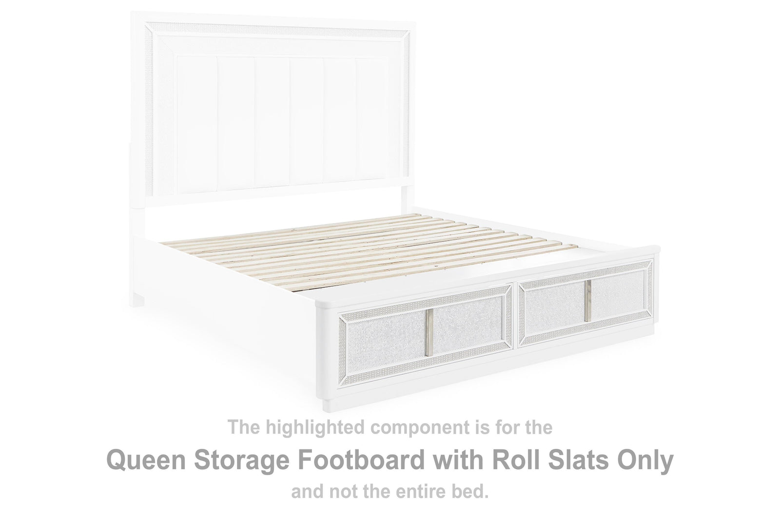 Chalanna Storage Footboard with Roll Slats - White (B822-SI) - Image 2