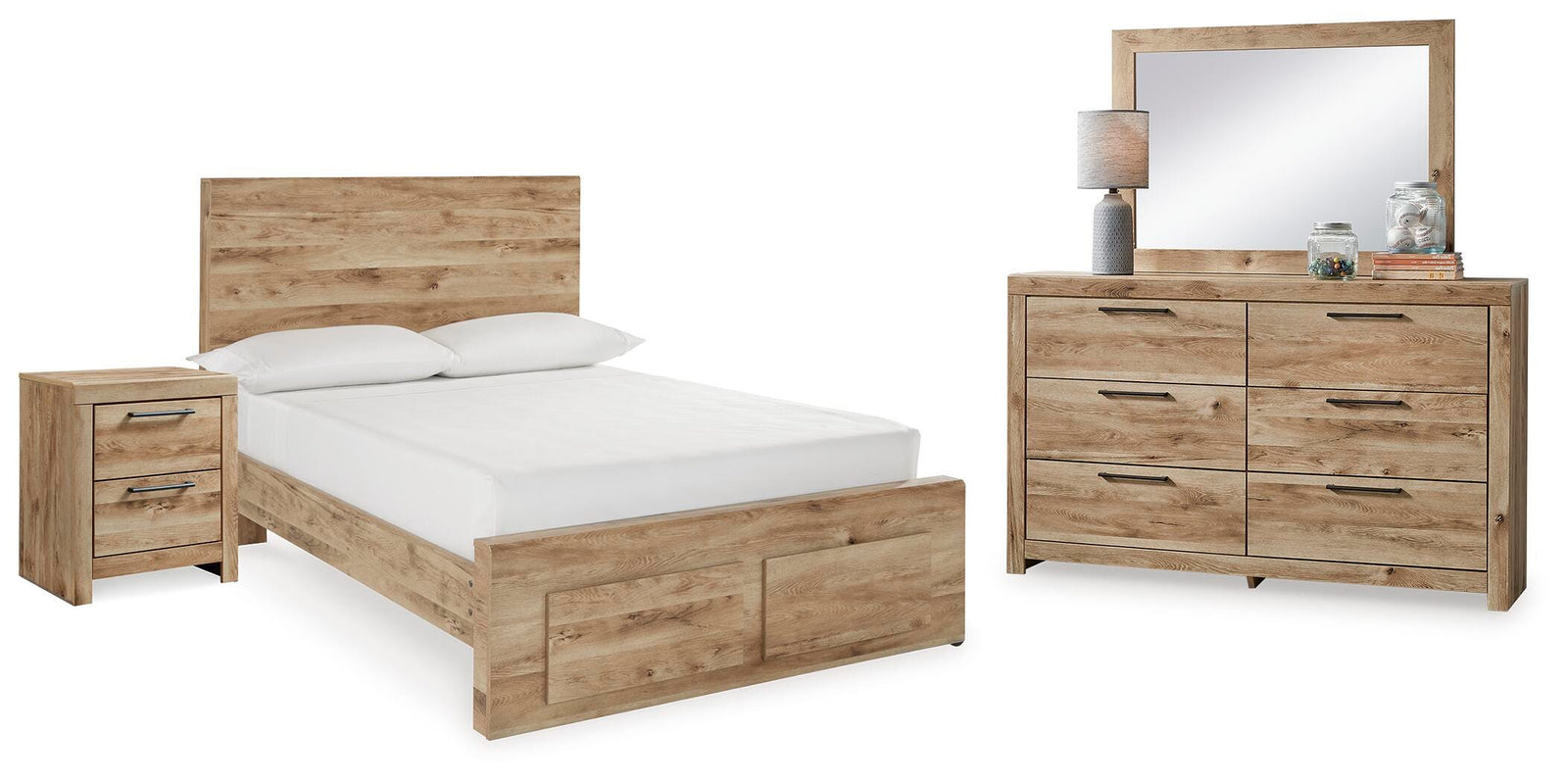 Hyanna Storage Panel Bed, Dresser, Mirror and Nightstand (B1050-SI)