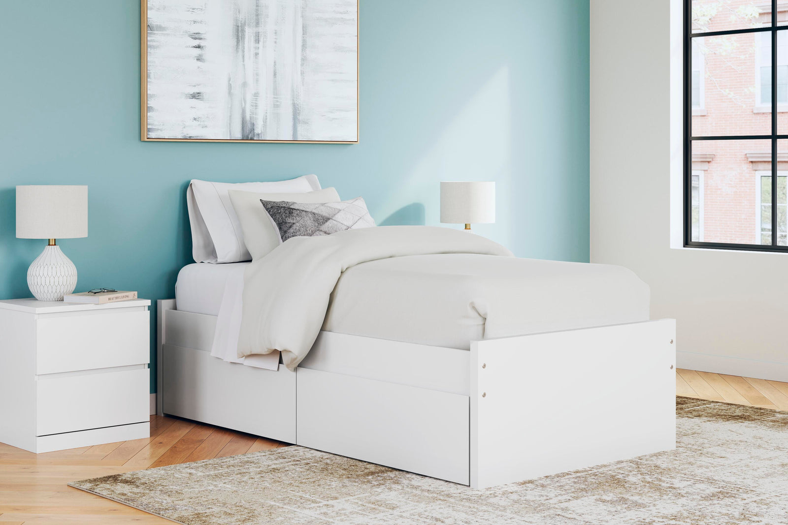 Onita Platform Bed with 1 Side Storage (Youth) - White (EB9630-SI) - Image 8