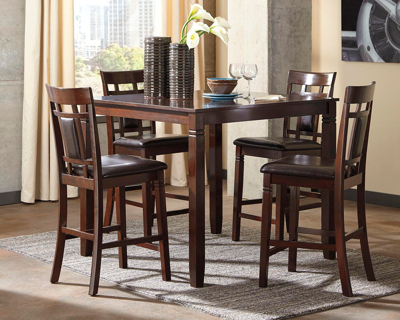 Bennox Counter Height Dining Table and Bar Stools (Set of 5) (D384-SI) - Image 2
