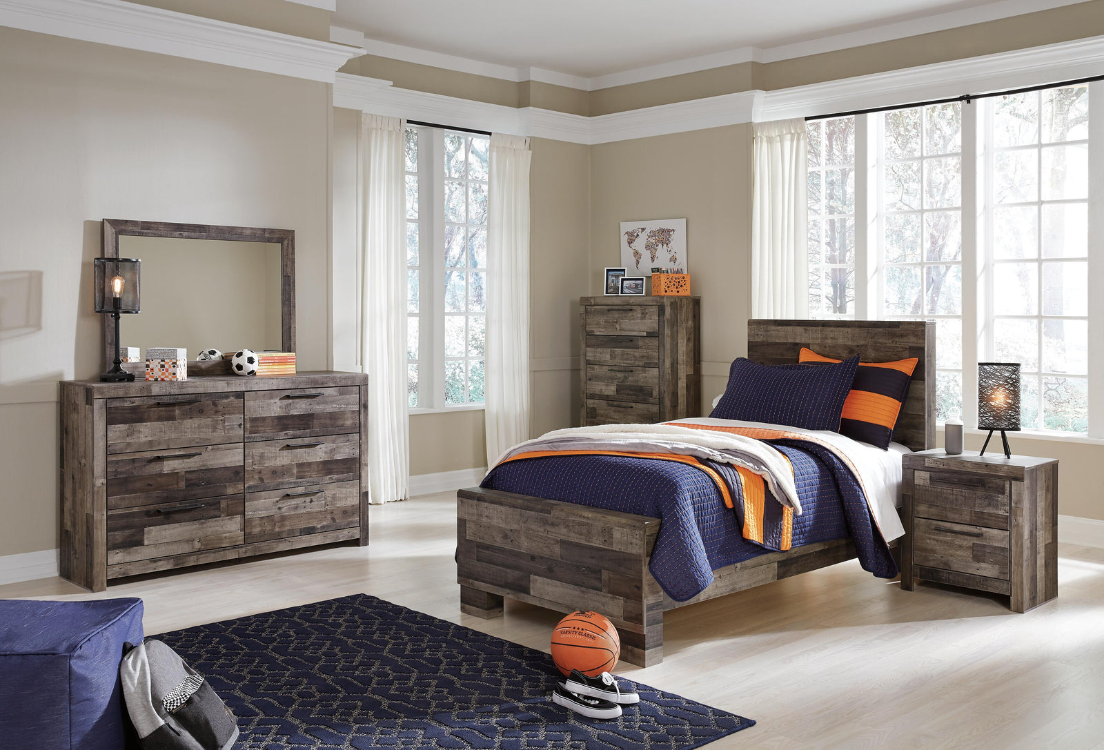 Derekson Panel Bed (Youth) - Multi Gray (B200-SI) - Image 3
