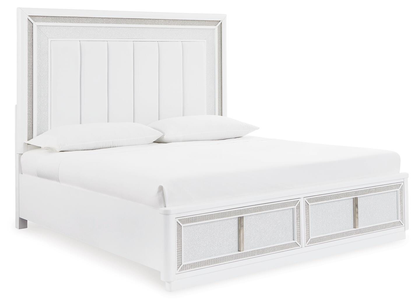 Chalanna Upholstered Storage Bed, Dresser and Mirror - White (B822-SI) - Image 5