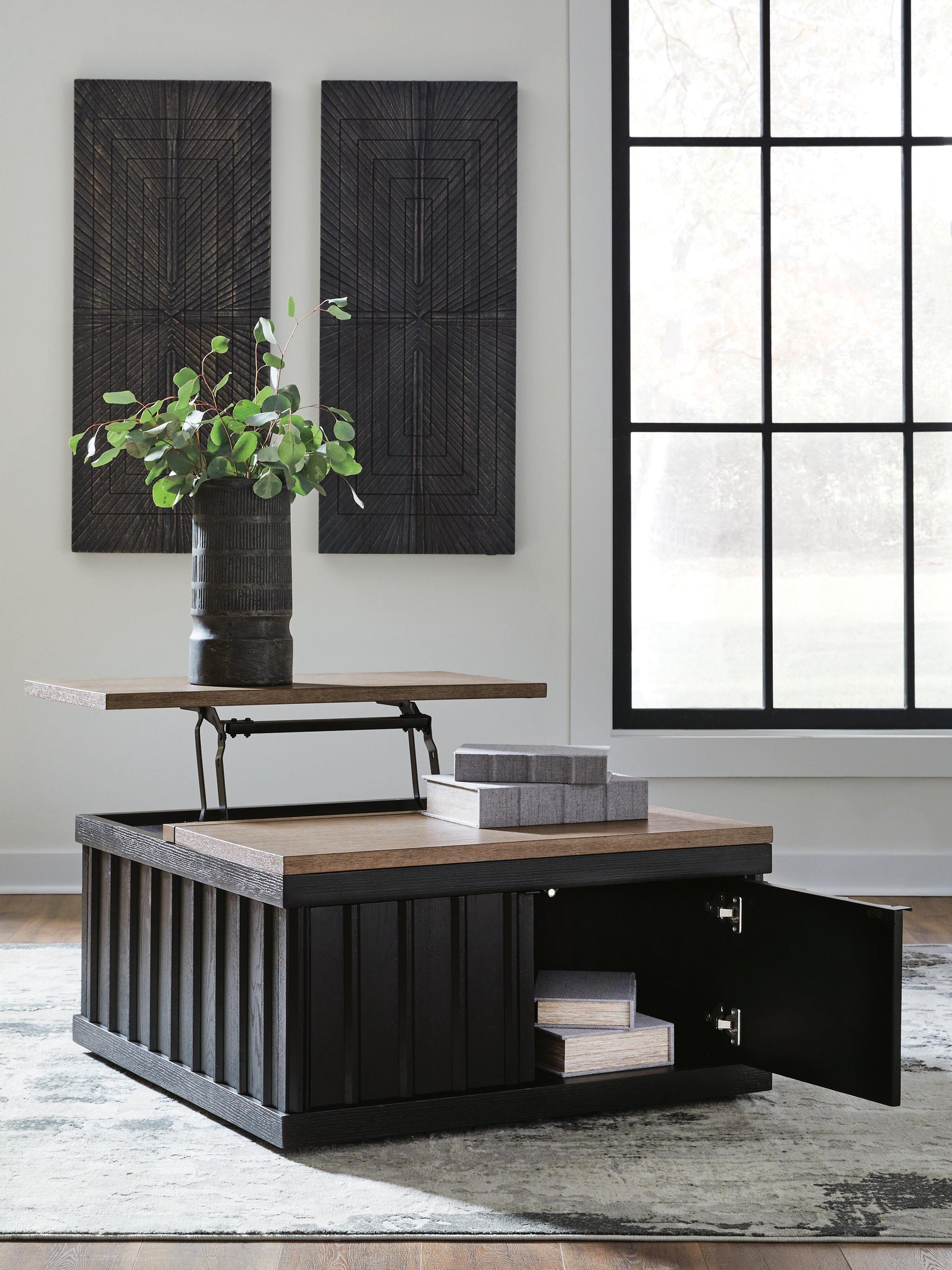 Rylandyn Lift-Top Coffee Table - Black/Light Brown (T721-SI) - Image 6