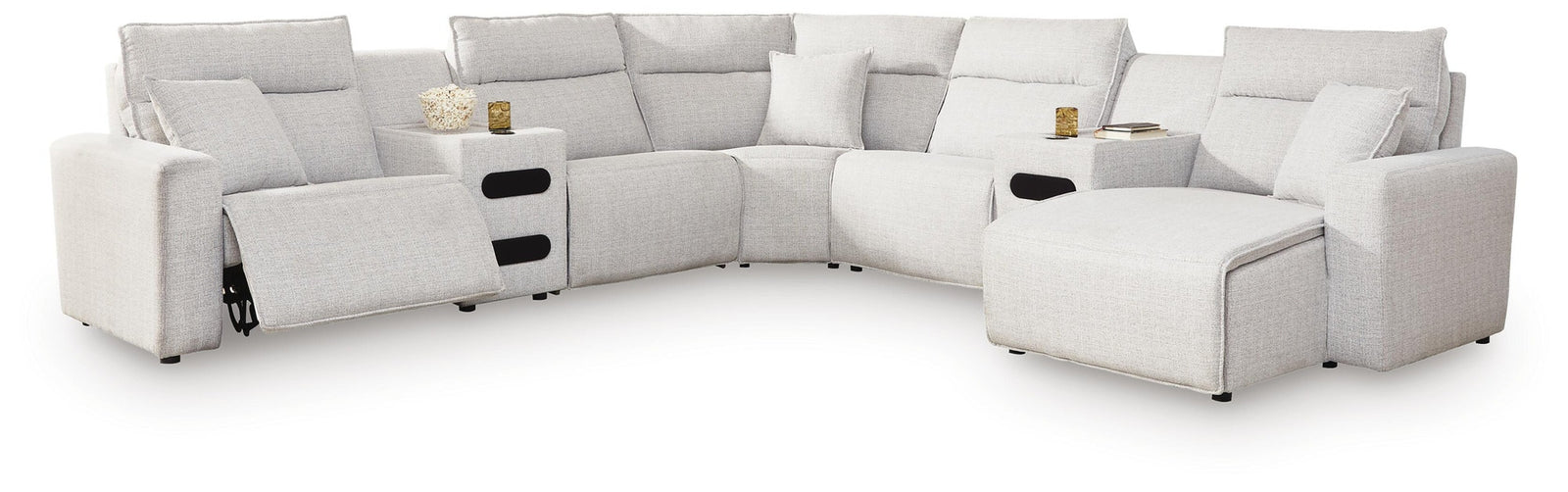 Modmax II 7-Piece Power Reclining Sectional with Chaise and Audio Consoles (65907-SI)