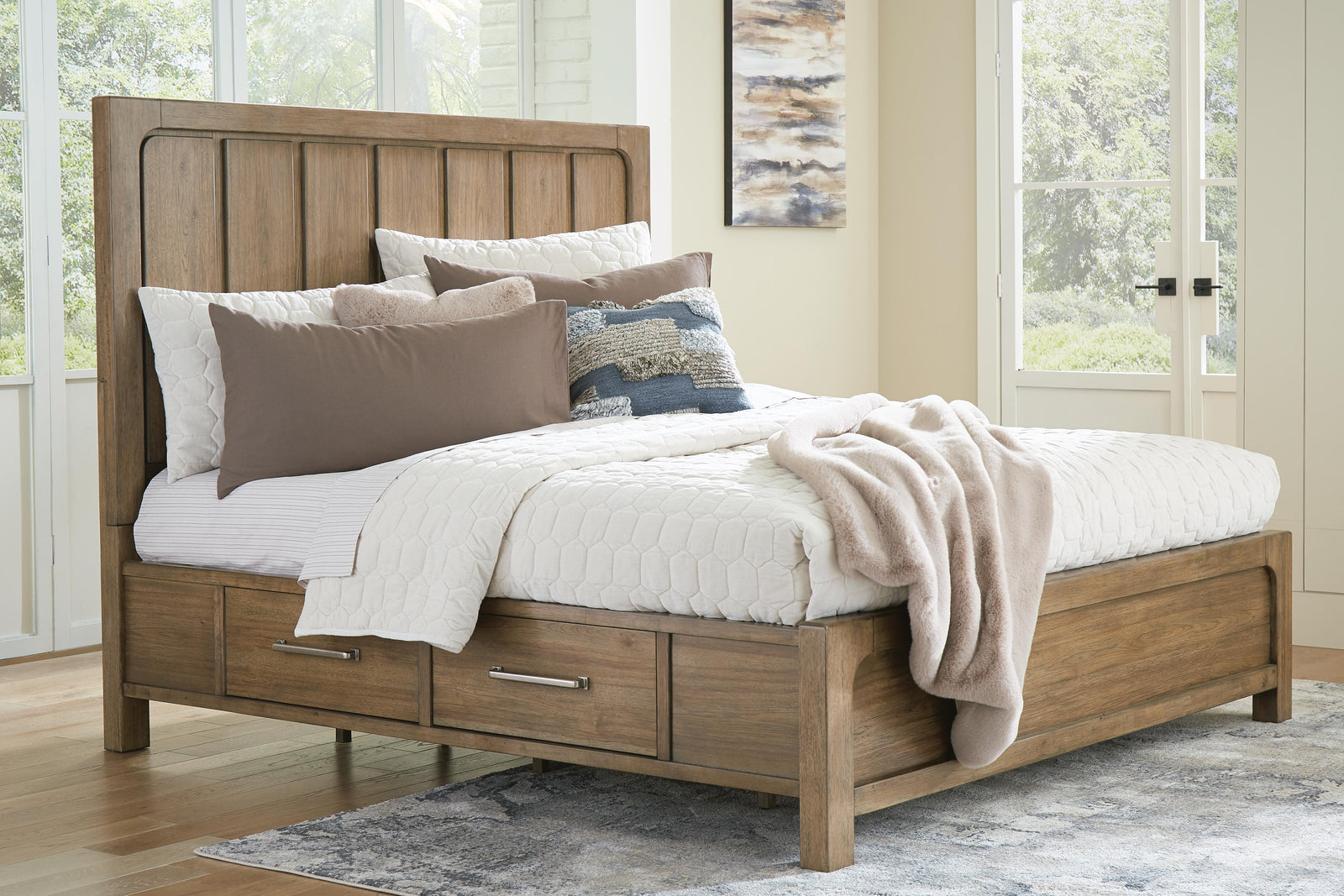 Cabalynn Panel Bed with Storage, Dresser and Mirror - Light Brown (B974-SI) - Image 18