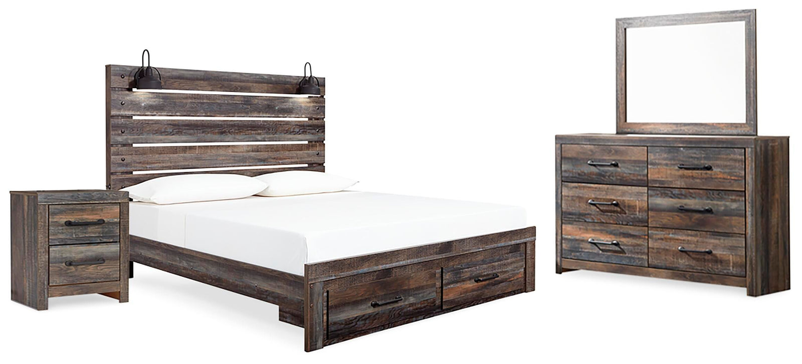 Drystan Panel Storage Bed, Dresser, Mirror and Nightstand - Multi (B211-SI)