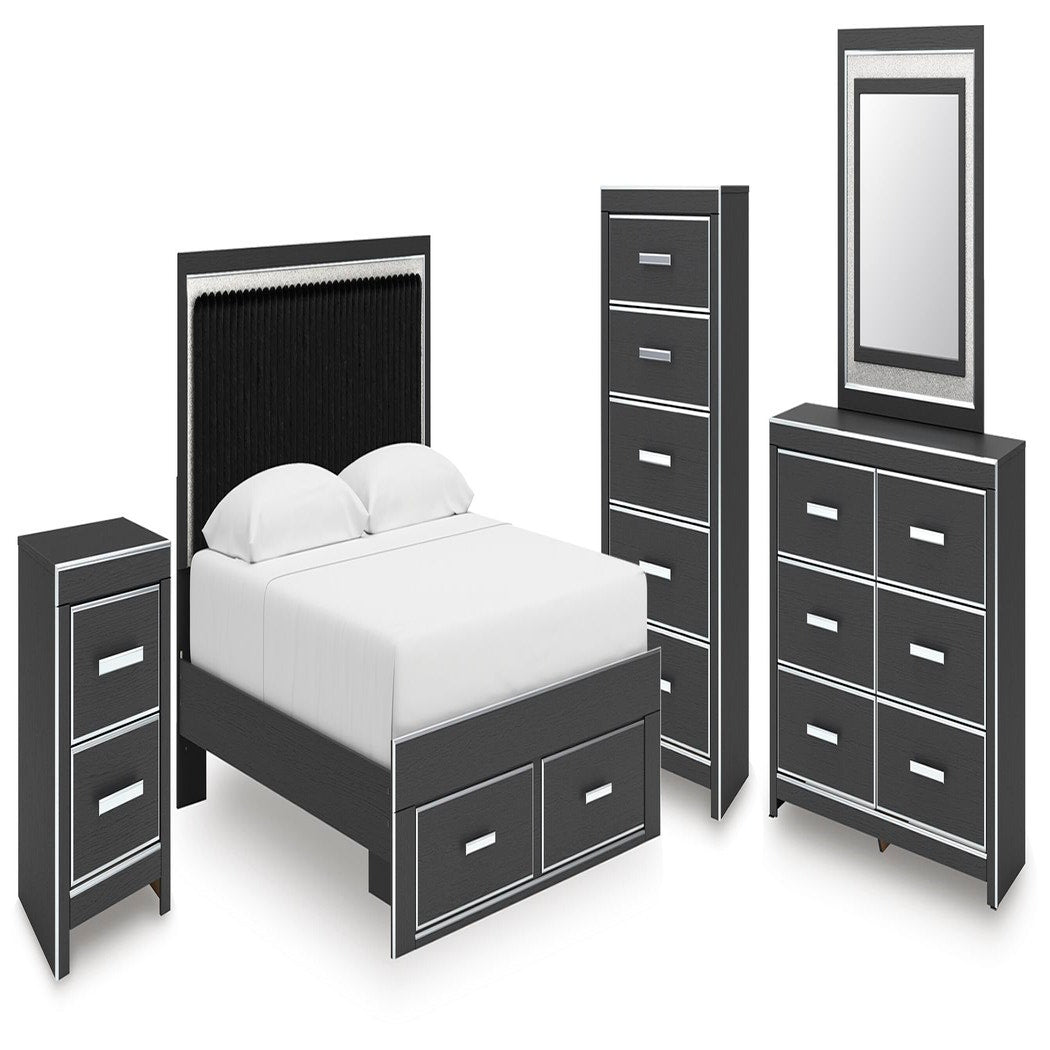 Zuraleus King Storage Bed, Dresser, Mirror, Chest and Nightstand (PCB3380-SI)