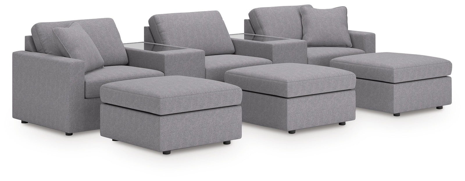 Modmax 5-Piece Sectional and 3 Ottomans (92104-SI)