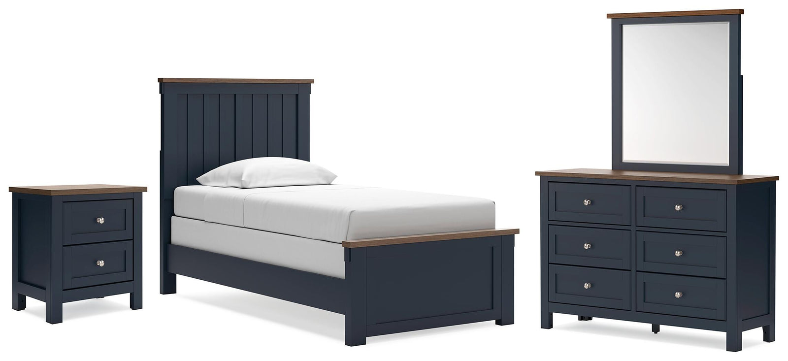 Landocken Panel Bed, Dresser, Mirror and Nightstand (B414-SI)