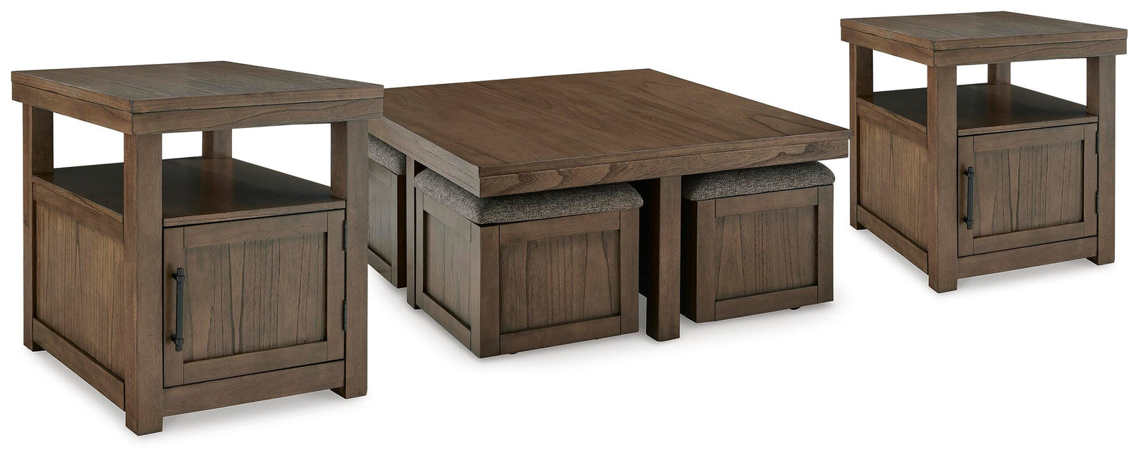 Boardernest Coffee Table and 2 End Tables - Brown (T738-SI)