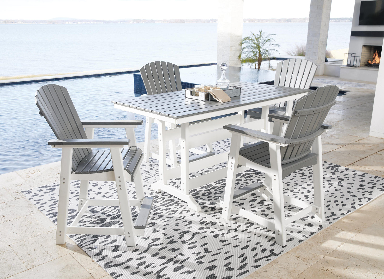 Transville Outdoor Counter Height Dining Table with 4 Barstools (P210-SI) - Image 4