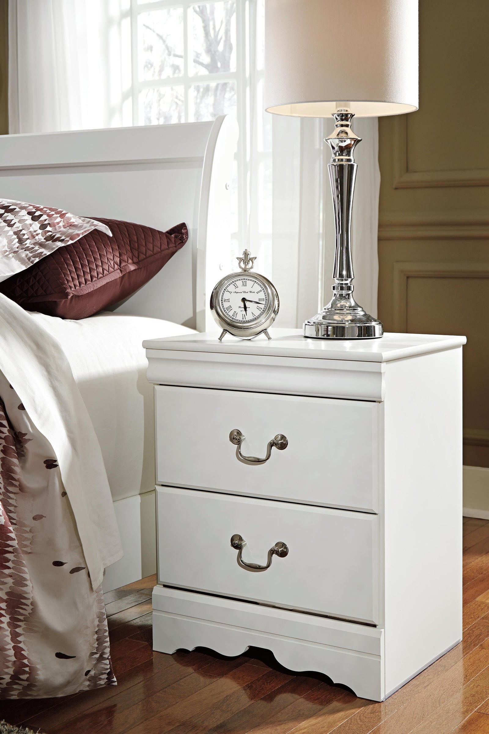 Anarasia Sleigh Bed with Nightstand - White (B129-SI) - Image 5