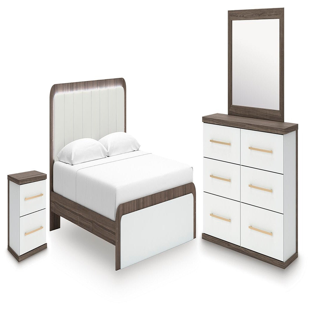 Kendanport King Platform Bed, Dresser, Mirror and Nightstand (PCB1108-SI) - Image 2