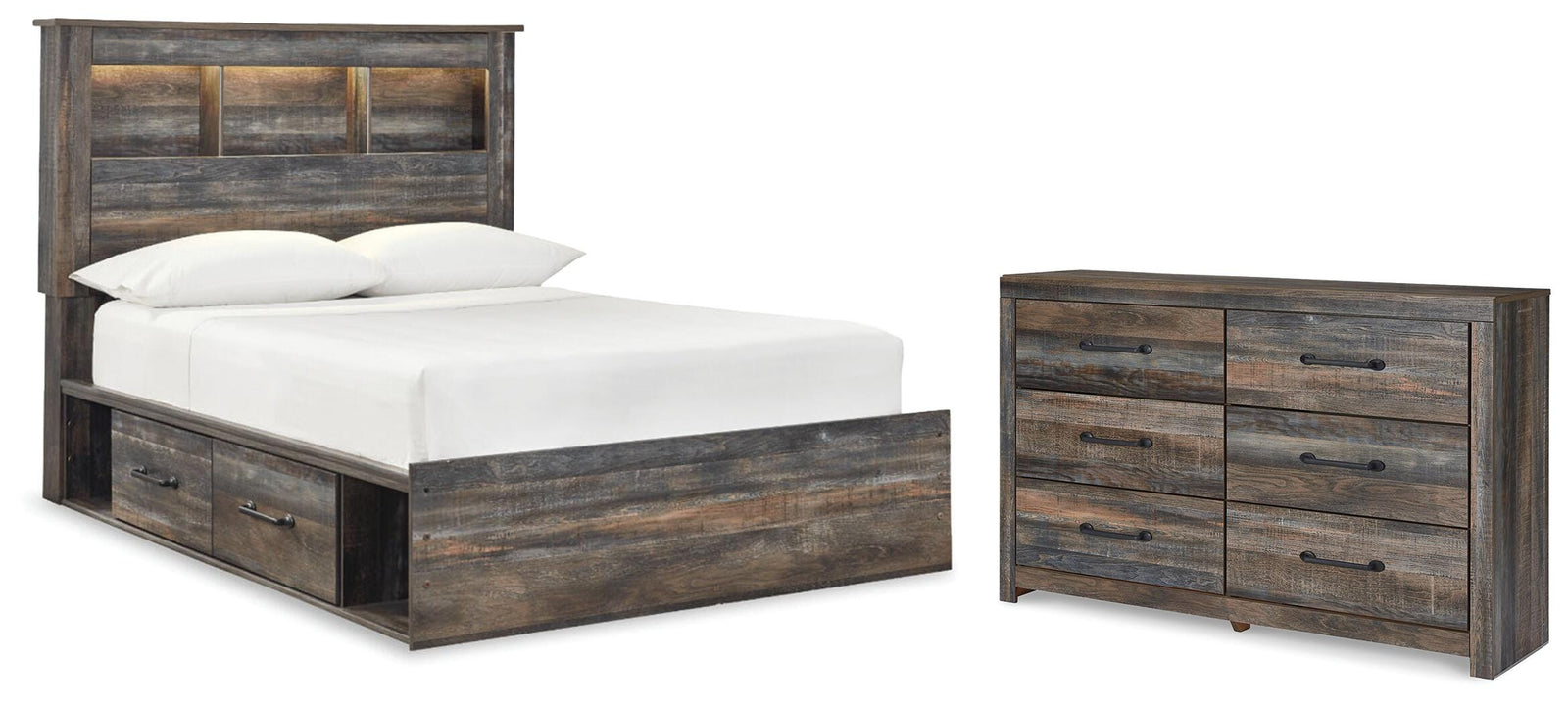 Drystan Bookcase Storage Bed and Dresser - Multi (B211-SI)