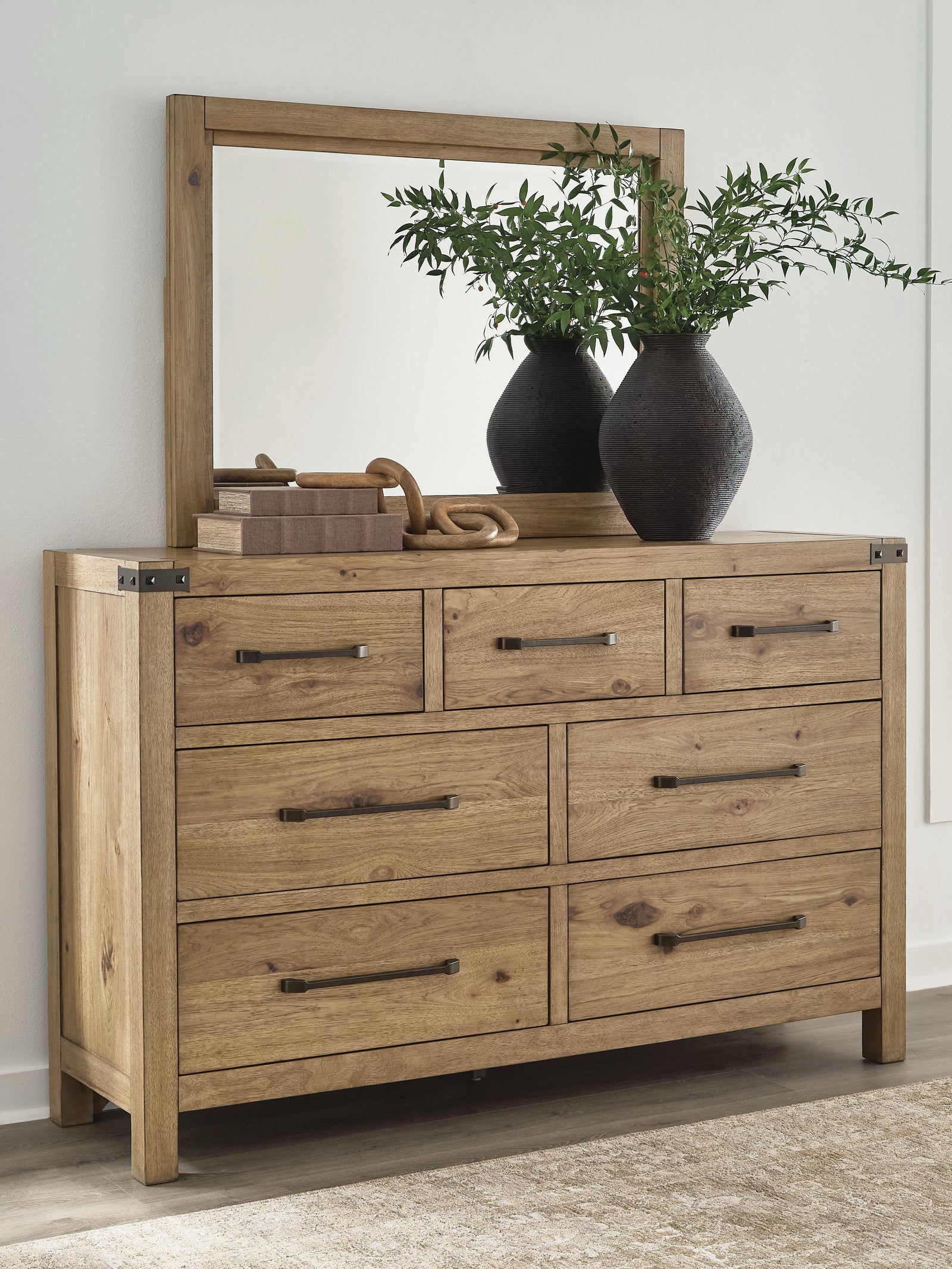 Ridgester Dresser and Mirror - Light Brown (B858-SI) - Image 2