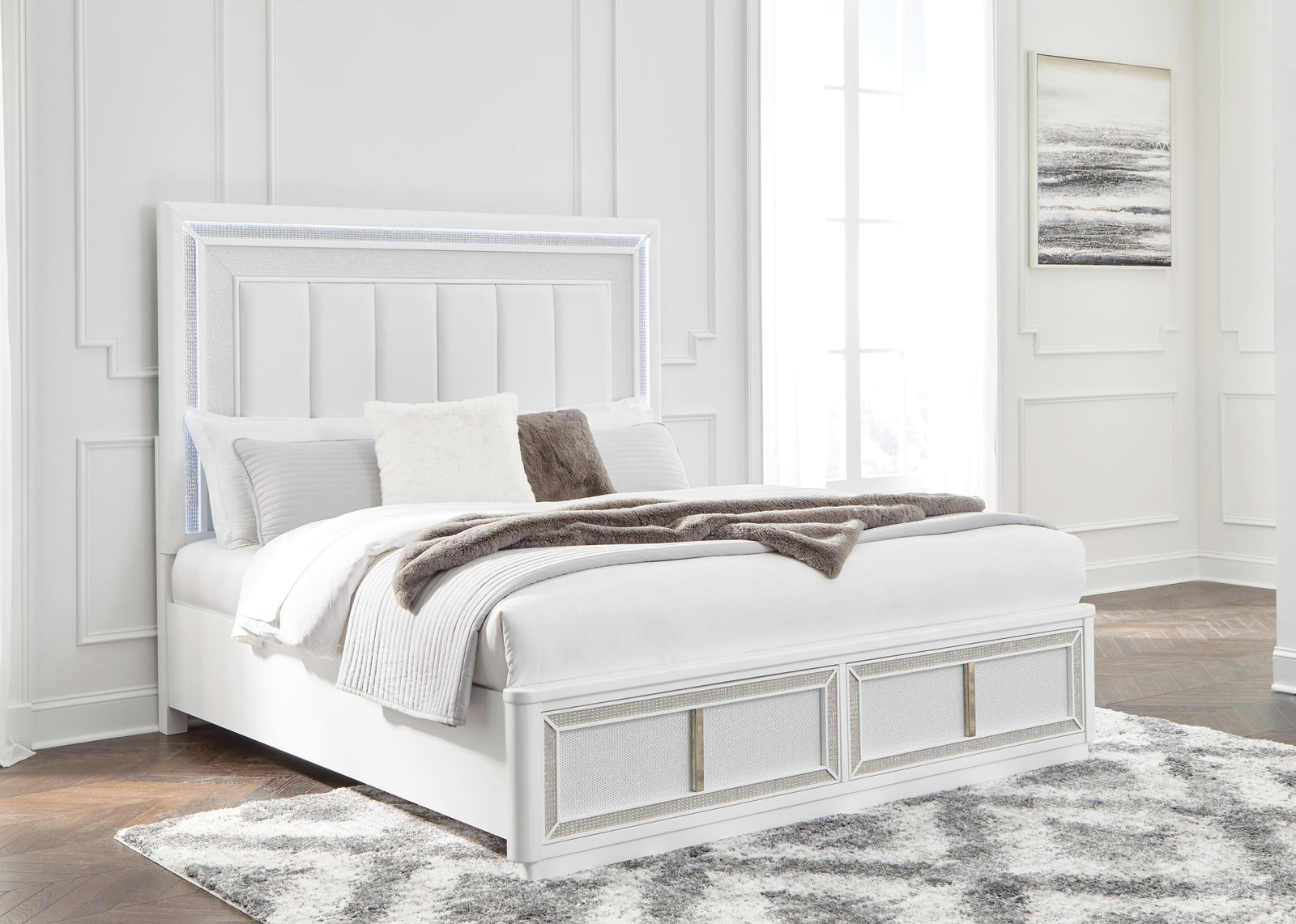 Chalanna Upholstered Storage Bed - White (B822-SI) - Image 6