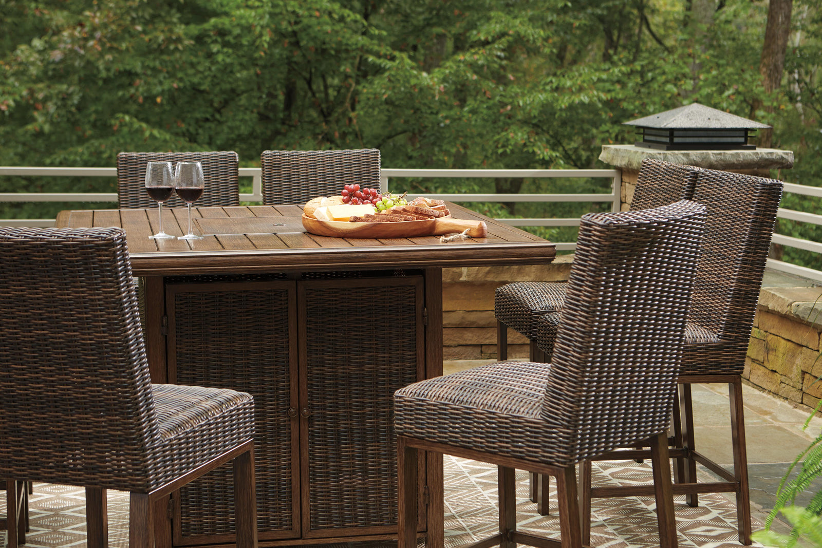 Paradise Trail Outdoor Counter Height Dining Table with 6 Barstools (P750-SI) - Image 8