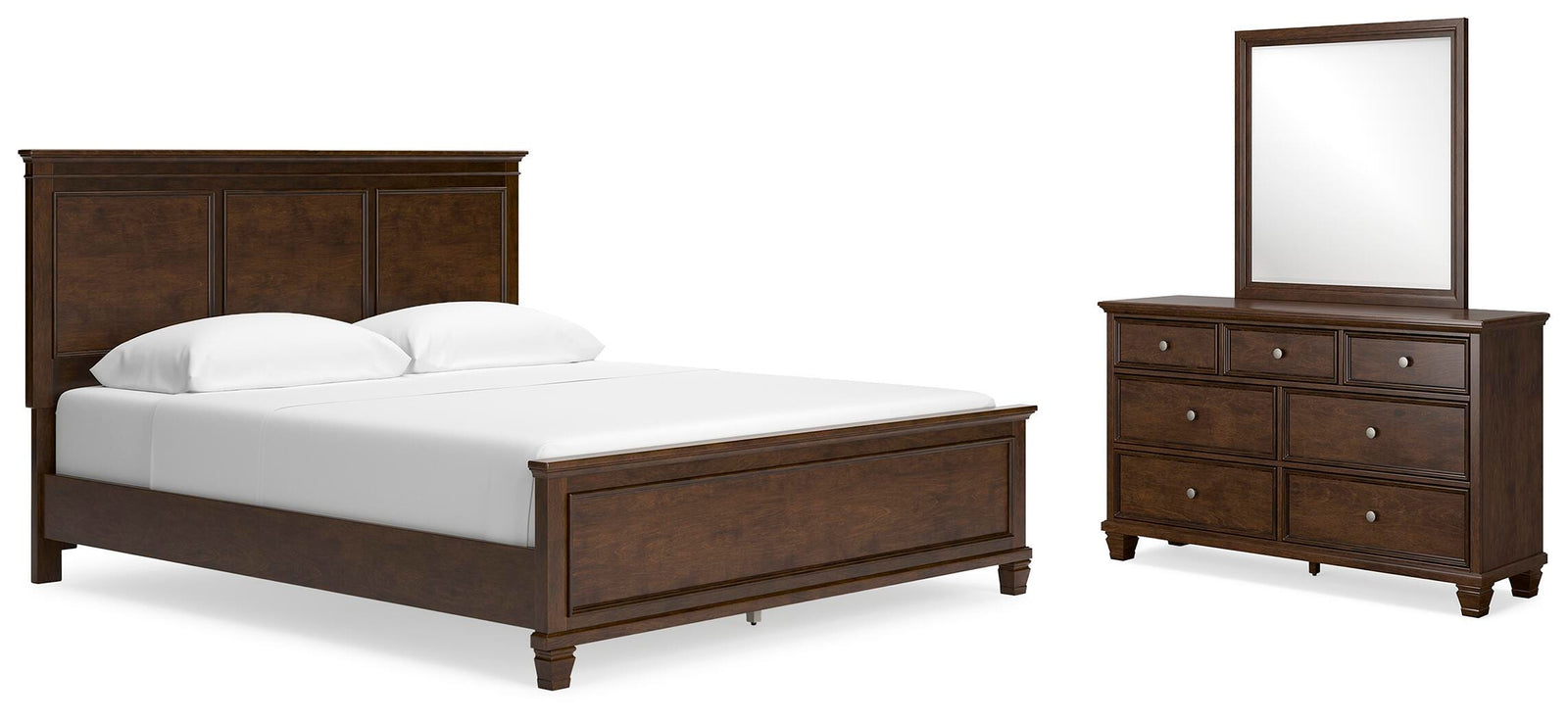 Danabrin Panel Bed, Dresser and Mirror - Brown (B685-SI)
