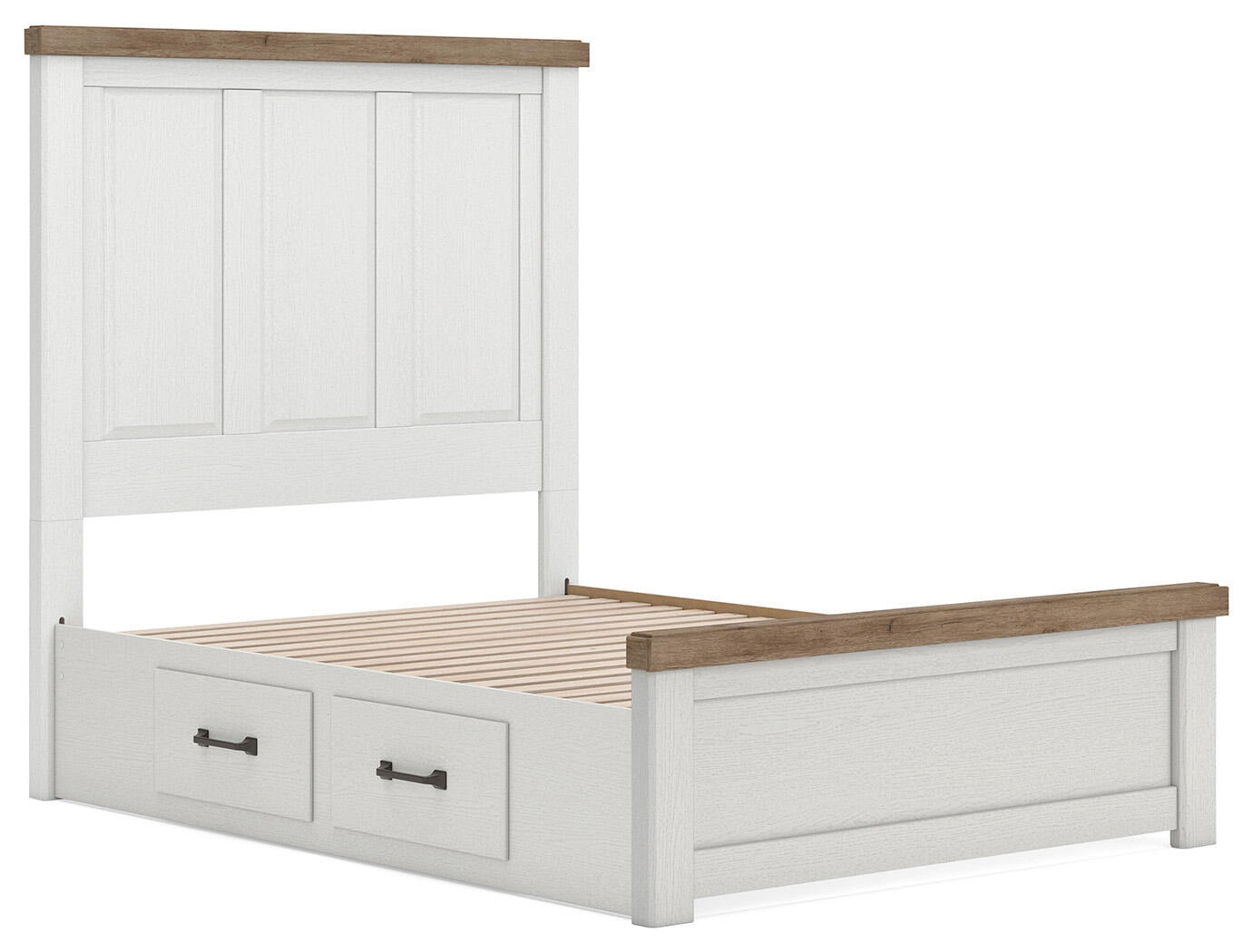 Savonport Panel Bed with Storage (Youth) - White/Brown (B4615-SI) - Image 2