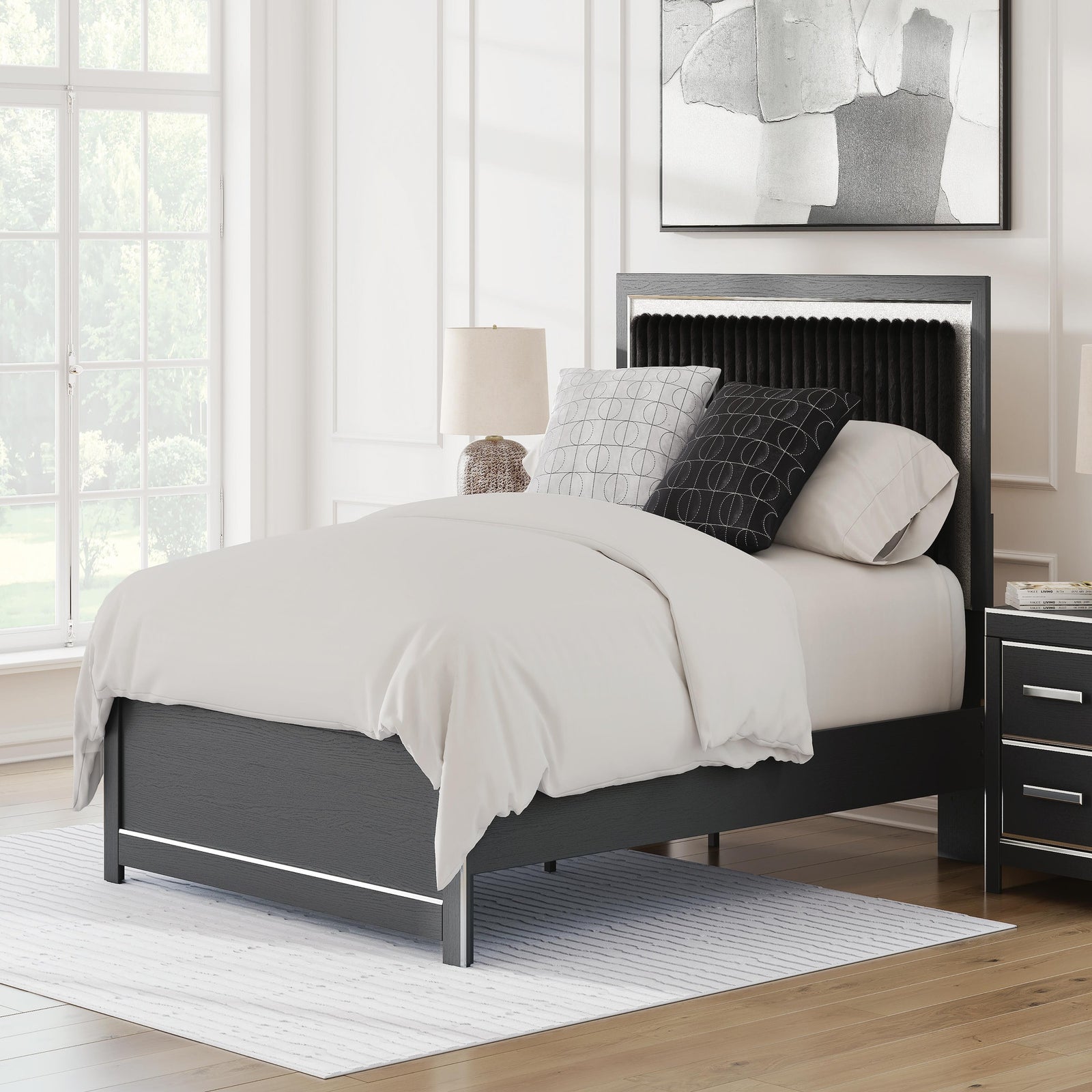 Zuraleus Queen Upholstered Bed, Dresser, Mirror and Nightstand (PCB3380-SI) - Image 24