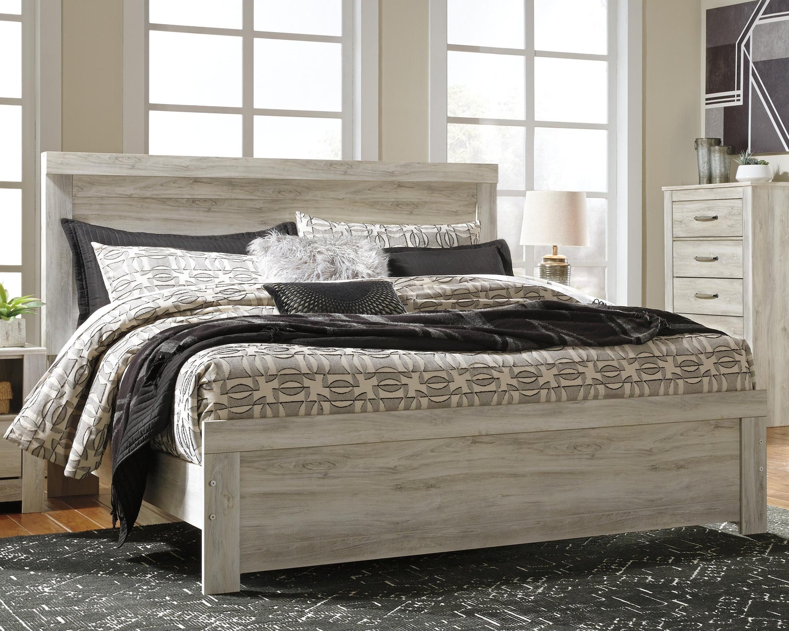 Bellaby Panel Bed, Dresser, Mirror, Chest and 2 Nightstands - Whitewash (B331-SI) - Image 7