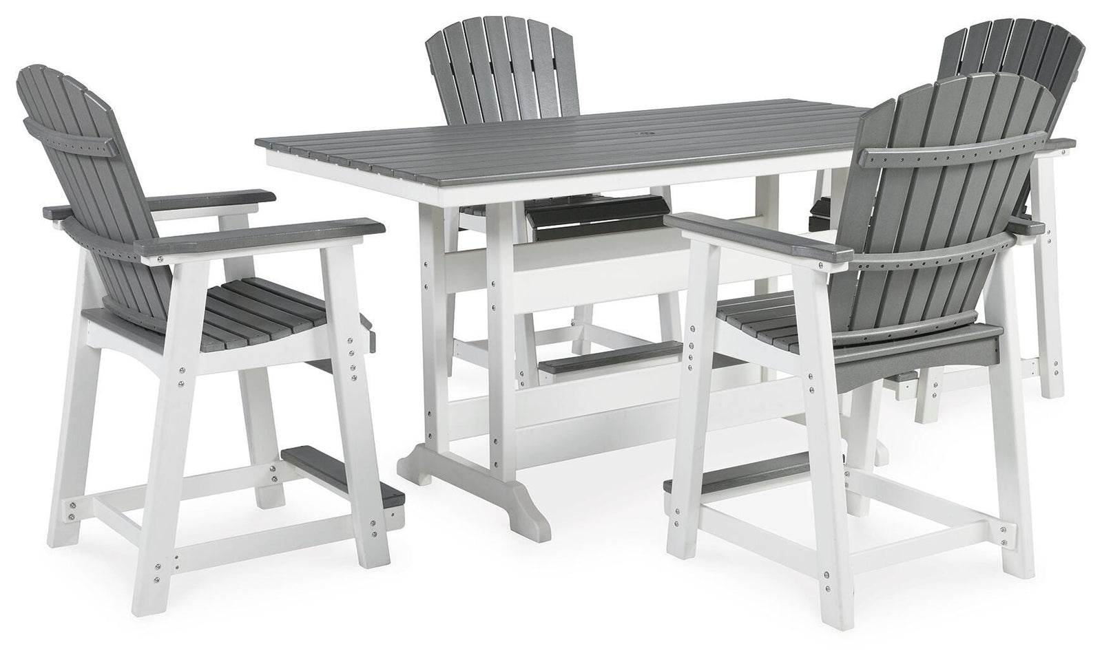 Transville Outdoor Counter Height Dining Table with 4 Barstools (P210-SI)
