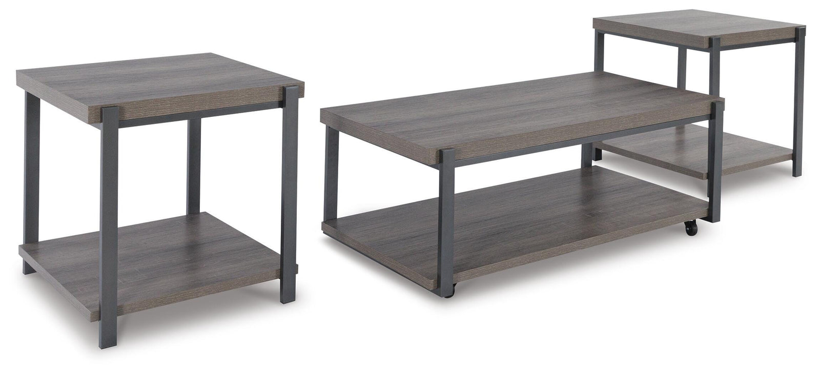 Wilmaden Table (Set of 3) - Gray/Black (T393-SI)