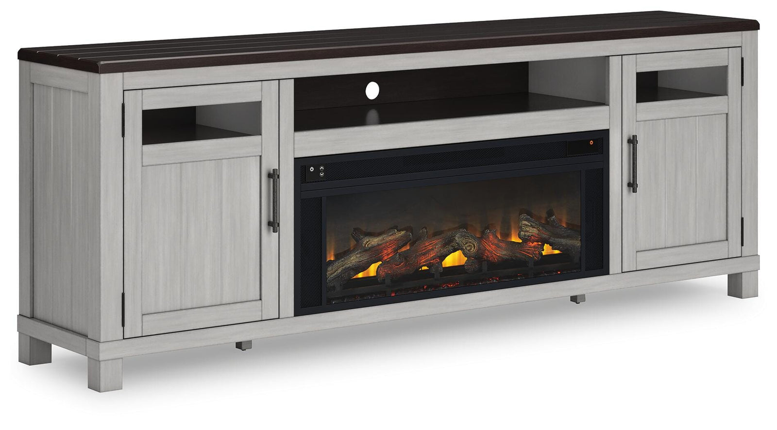 Darborn 88 TV Stand with Electric Fireplace (W796-SI) - Image 2