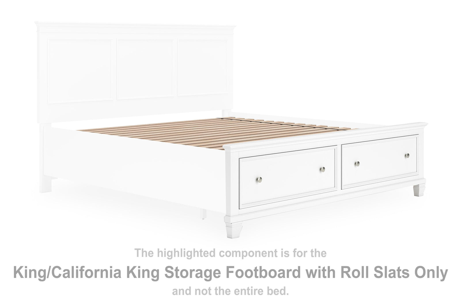 Fortman Storage Footboard with Roll Slats - White (B680-SI) - Image 2