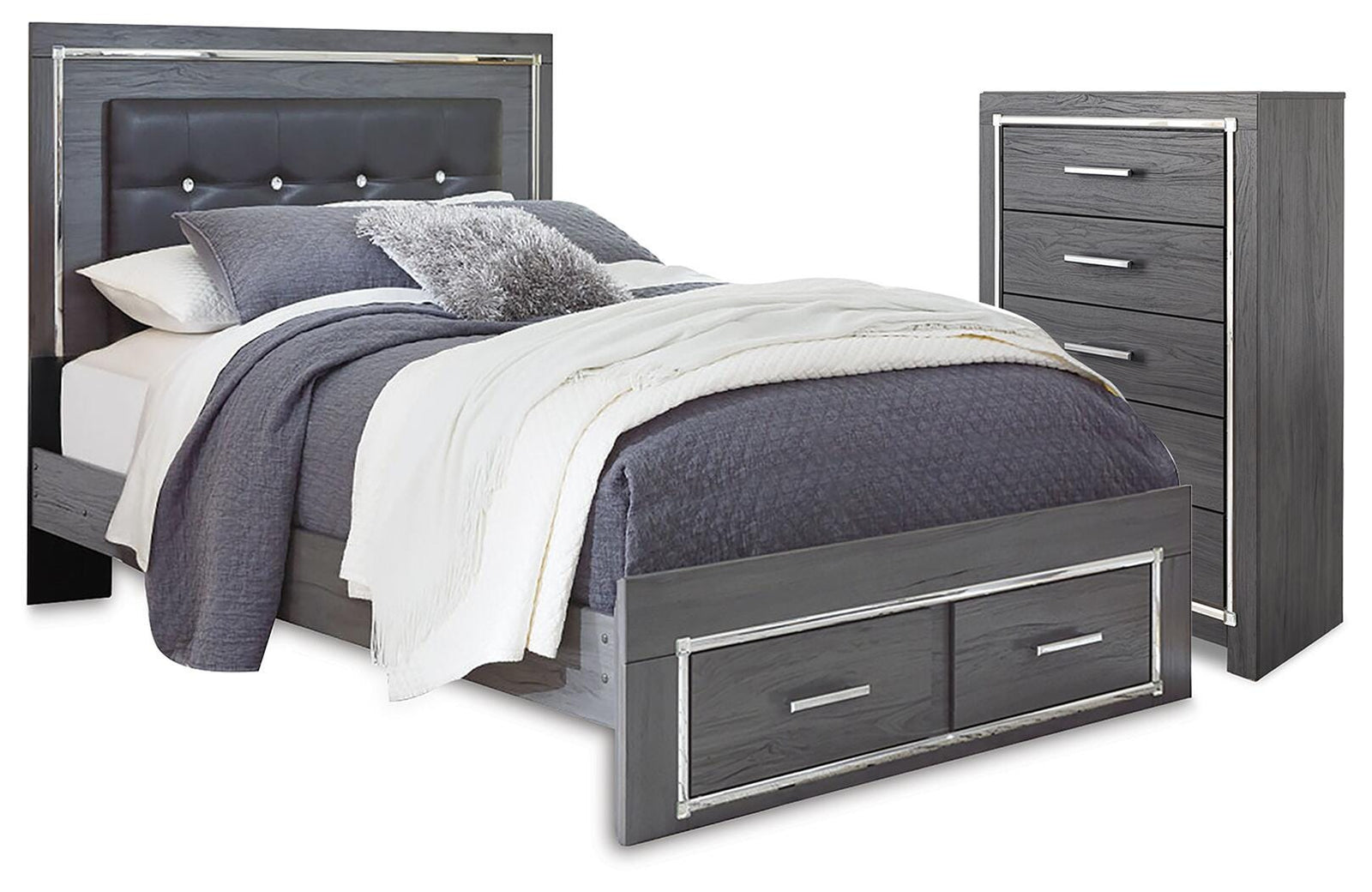 Lodanna Panel Storage Bed and Chest - Gray (B214-SI)