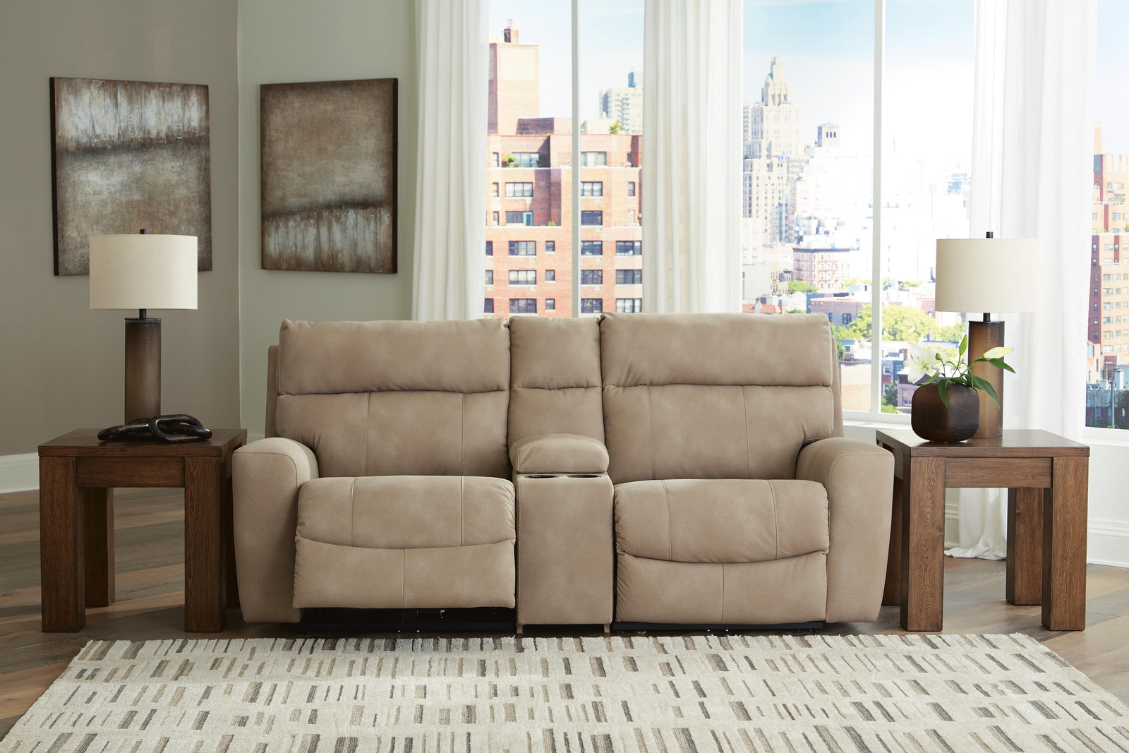 Next-Gen Durapella 3-Piece Power Reclining Sectional Loveseat with Console (61004-SI) - Image 3