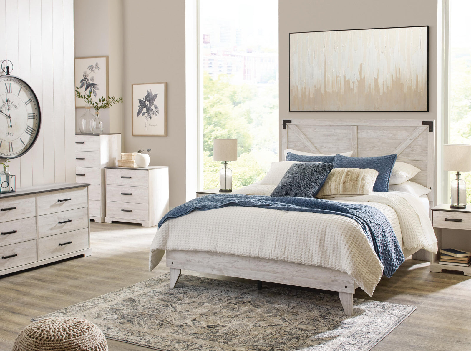 Shawburn Crossbuck Panel Platform Bed - White/Dark Charcoal Gray (EB4121-SI) - Image 5