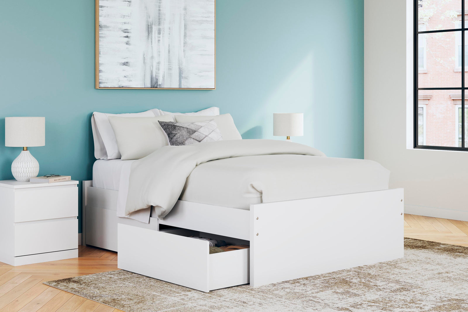 Onita Platform Bed with 2 Side Storage (Youth) - White (EB9630-SI) - Image 10