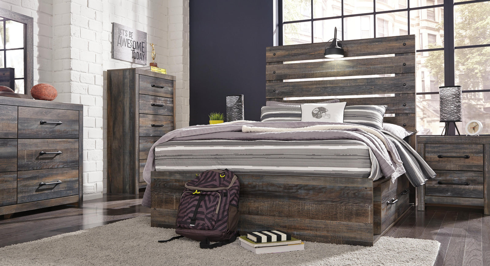 Drystan Panel Bed with 2 Storage Drawers (Youth) - Multi (B211-SI) - Image 5